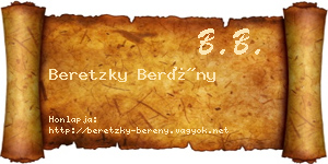 Beretzky Berény névjegykártya